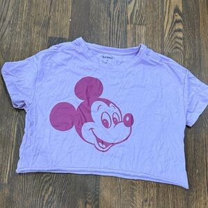 Old Navy Lavender Crop Top with Pink Graphic